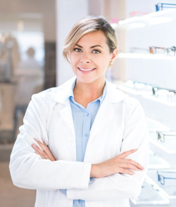 Optician Standing in Front Glasses